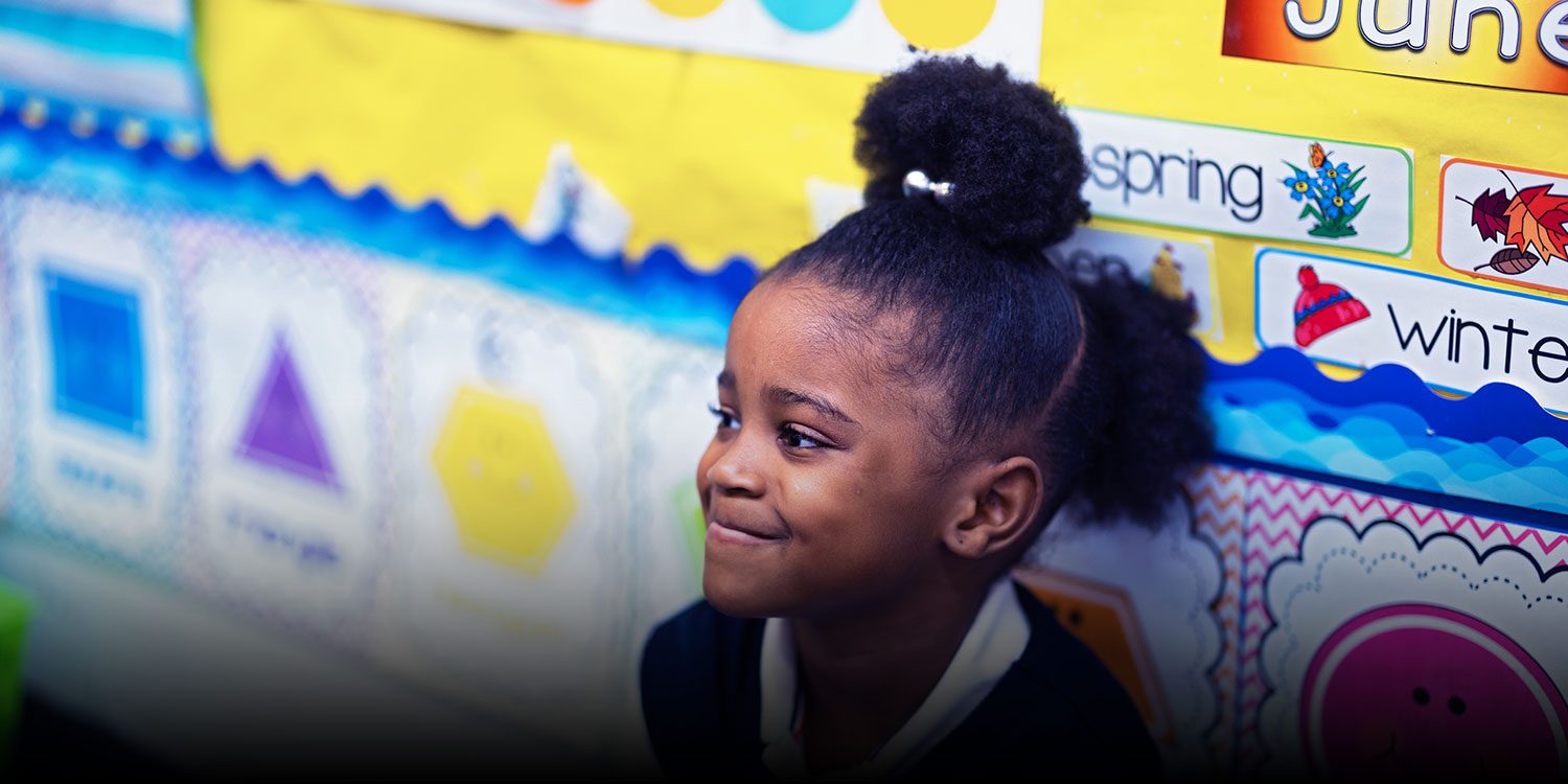 Smiling student in the classroom